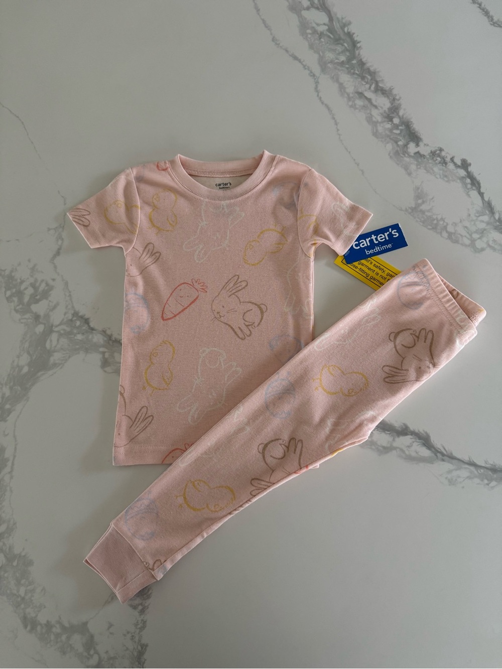 Toddler Girl Bunny Snug Fit Cotton Pajama Set Bunnies & Chicks 2T - Picture 2 of 6